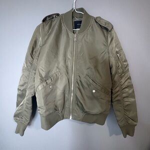 Talula by Aritzia size small Olive Green shiny army Bomber Jacket